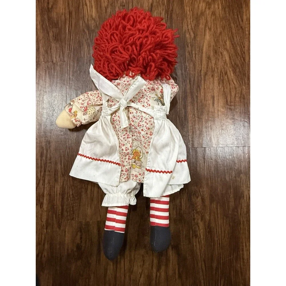 Vintage Raggedy Ann Doll 1970s Fabric Dress 20 Inch Embroidered Face Authentic